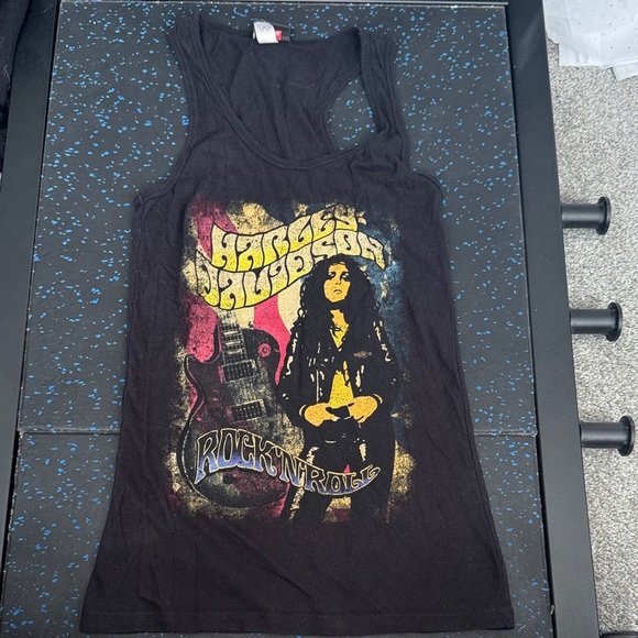 Harley-Davidson Tops - Harley-Davidson Black and Orange Logo Tee